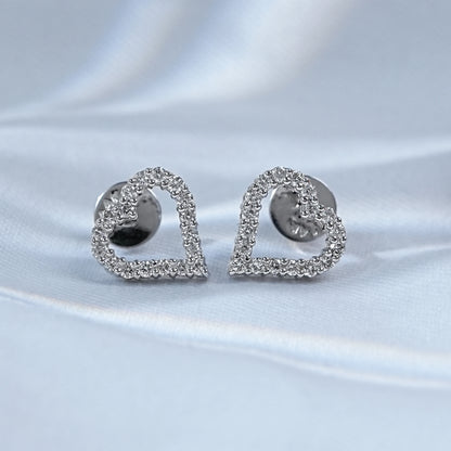Open Heart Natural Round Diamond Stud Earring