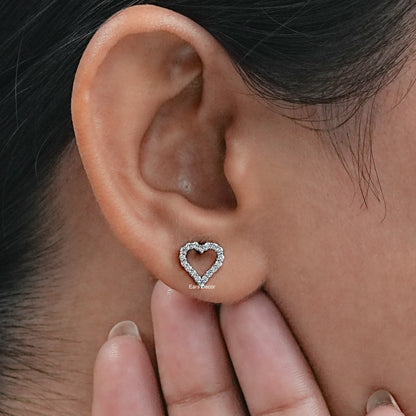 Open Heart Round Lab Diamond Stud Earring
