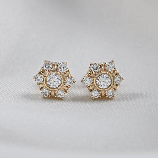 Round Cut Natural Diamond Minimalist Stud Earrings