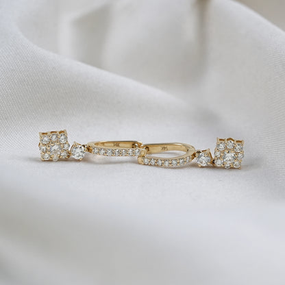 Stunning Round Cut Lab Diamond Drop & Dangle Earrings