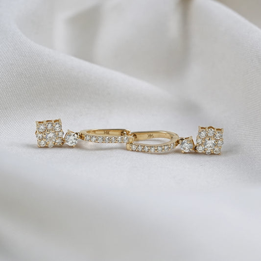 Stunning Round Cut Lab Diamond Drop & Dangle Earrings
