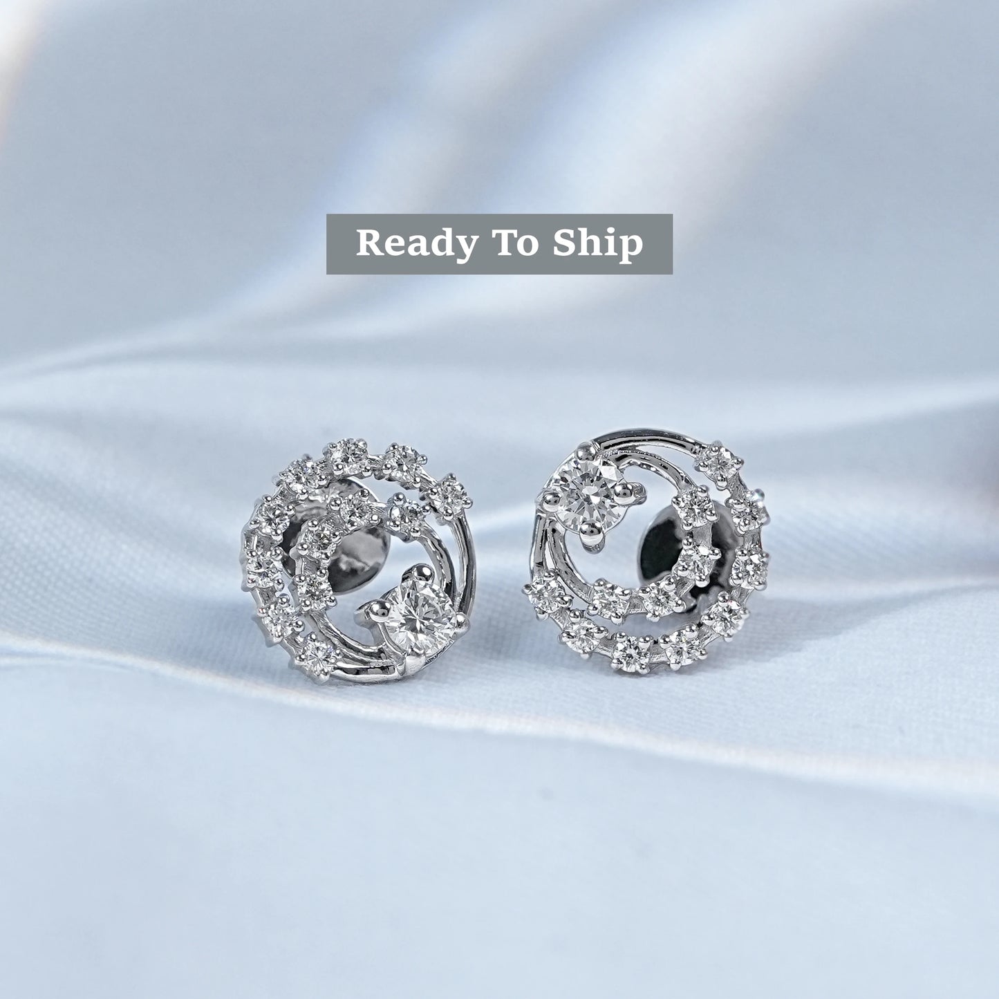 Lab Diamond Open Round Spiral Stud Earrings
