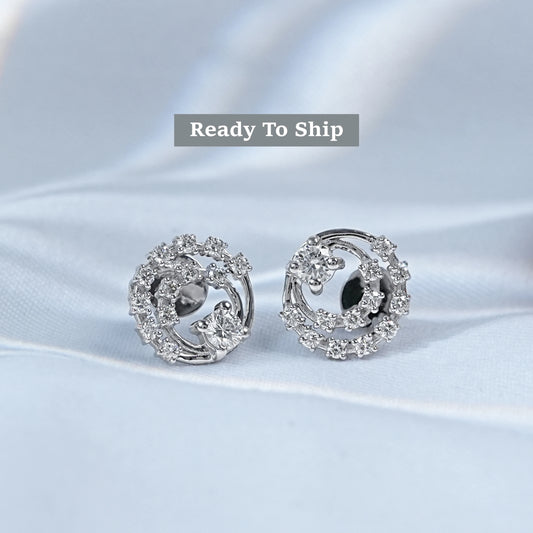 Lab Diamond Open Round Spiral Stud Earrings