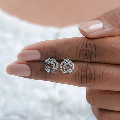 Lab Diamond Open Round Spiral Stud Earrings