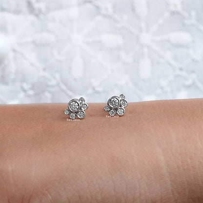 Round Lab Diamond Bezel Set Paw Earrings