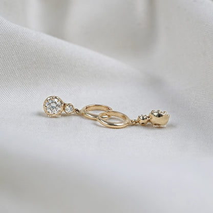Round Lab Diamond Bezel Set Dangle Hoop Earrings