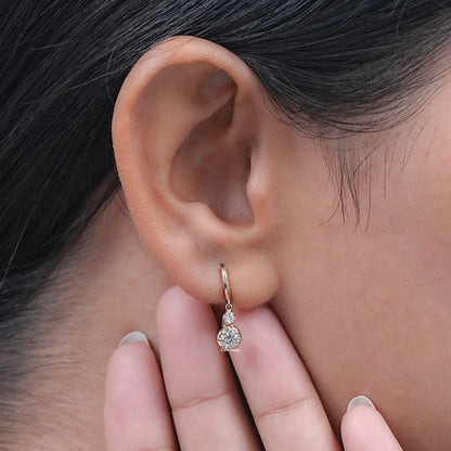 Round Lab Diamond Bezel Set Dangle Hoop Earrings