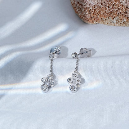 Round Lab Diamond Bezel Set Cable Chain Drop Earrings