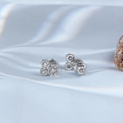 Three Stone Round Lab Grown Diamond Bezel Set Studs