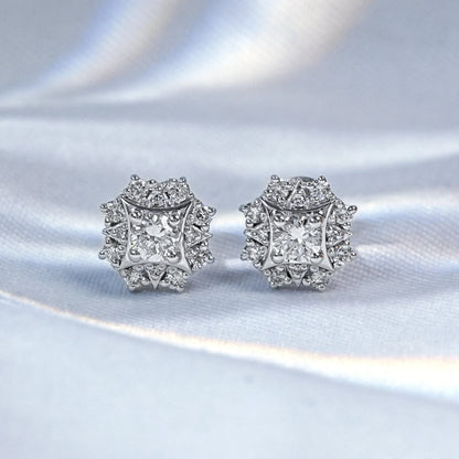 Natural Round Diamond Cluster Stud Earrings