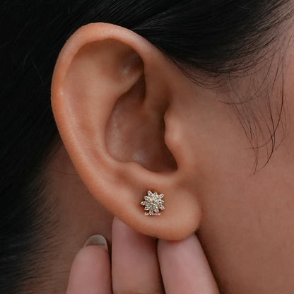 Round Cut Lab Diamond Floral Earrings