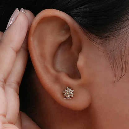Round Cut Lab Diamond Floral Earrings