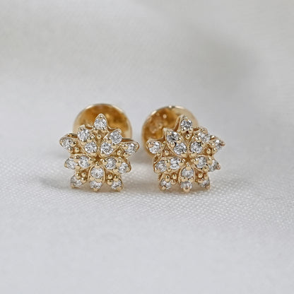 Floral Style Round Cut Lab Grown Diamond Stud Earrings