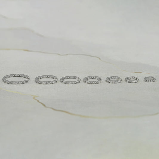 Round Lab Diamond In-Out Hoop Earrings