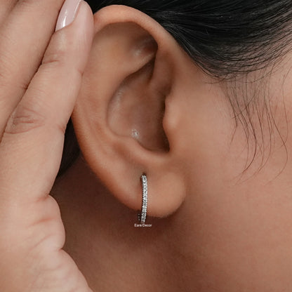 Round Lab Diamond In Out Hoop Earrings