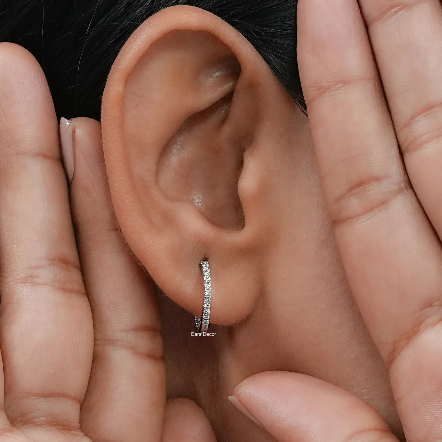 Round Lab Diamond In Out Hoop Earrings