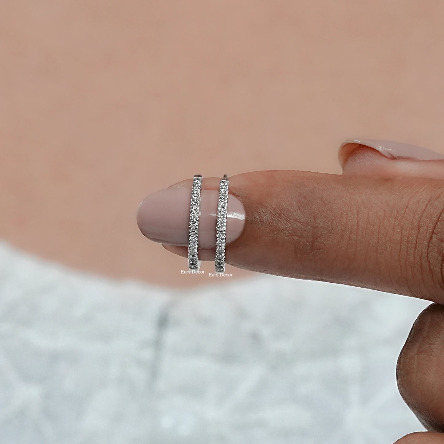 Round Lab Diamond In Out Hoop Earrings