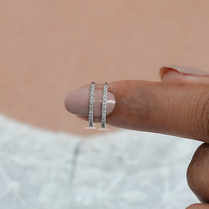 Round Lab Diamond In Out Hoop Earrings