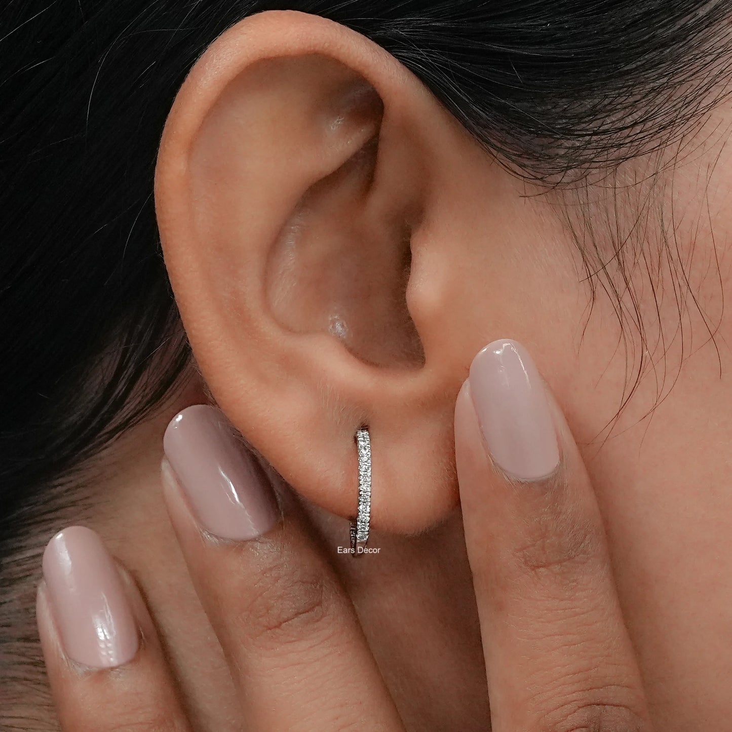 Round Lab Diamond In Out Hoop Earrings
