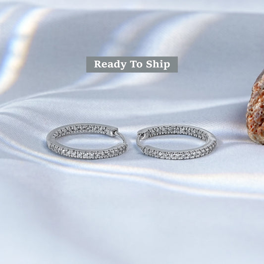 Round Lab Diamond In Out Stud Earrings