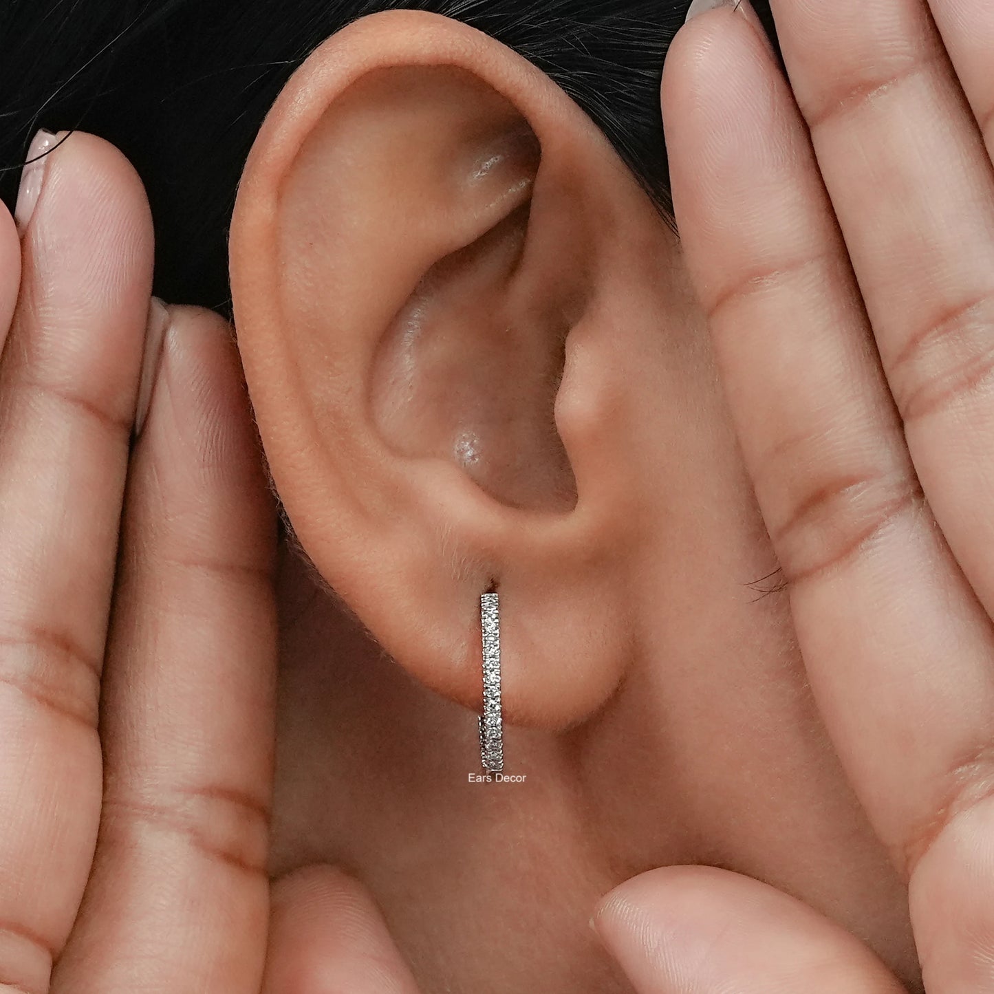 Round Lab Diamond In Out Stud Earrings