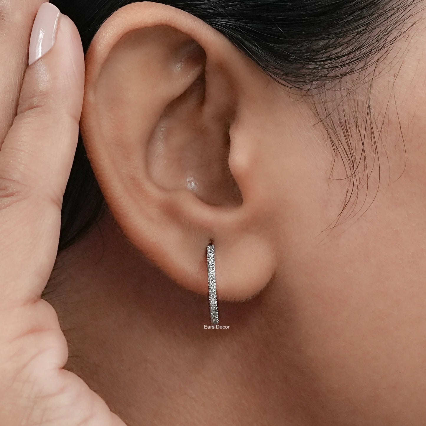 Round Lab Diamond In Out Stud Earrings