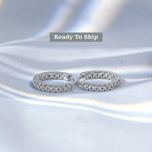 Round Lab Diamond Inside Out Hoop Earrings
