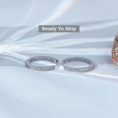 Round Lab Diamond In Out Hoop Earrings