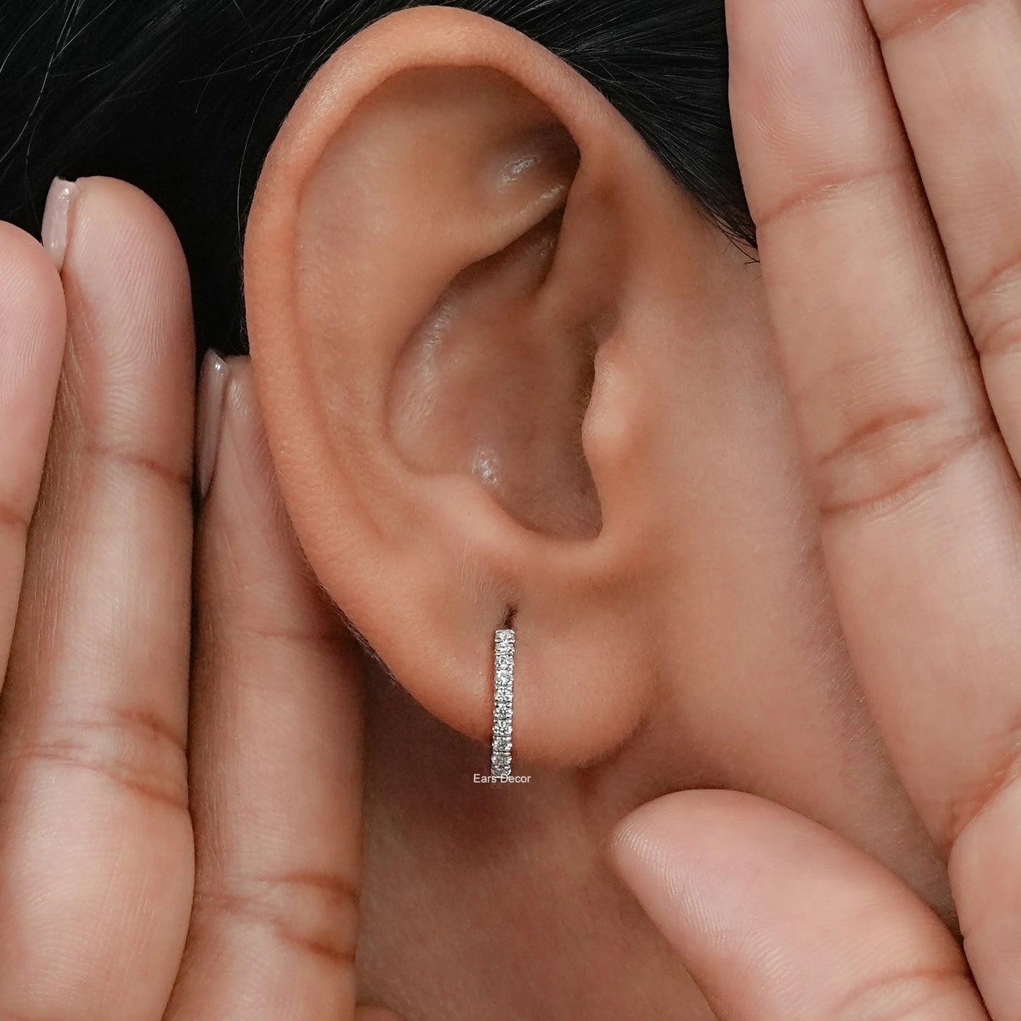 Round Lab Diamond In Out Hoop Earrings