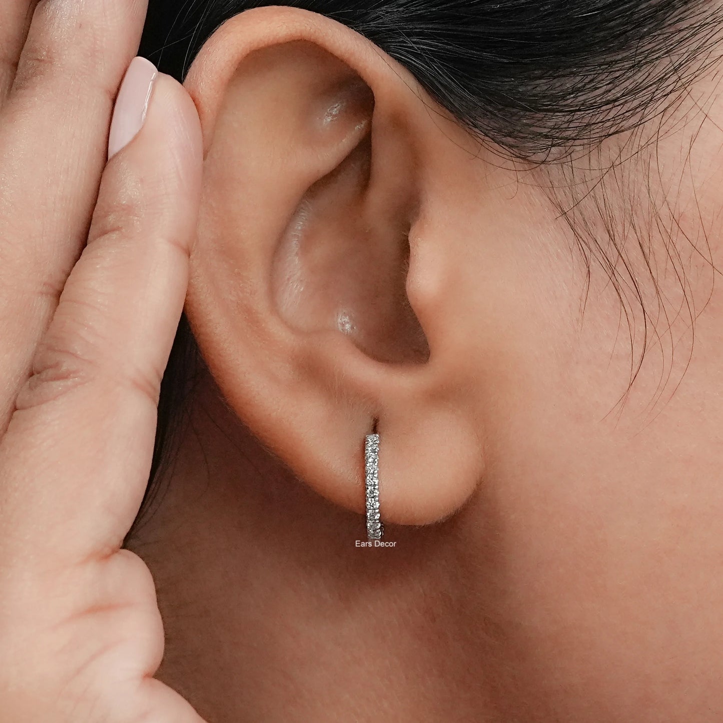 Round Lab Diamond In Out Hoop Earrings