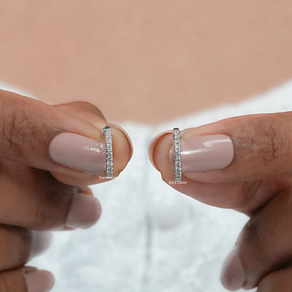 Round Lab Diamond In Out Hoop Earrings