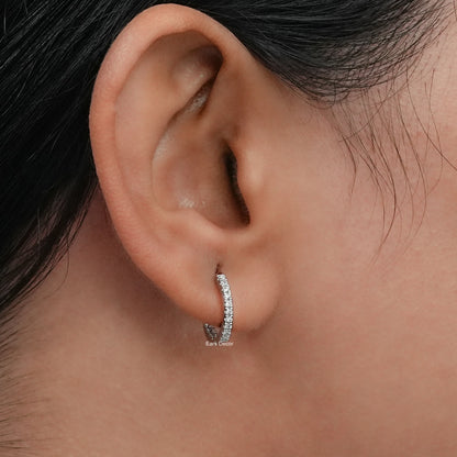 Round Lab Diamond In Out Hoop Earrings