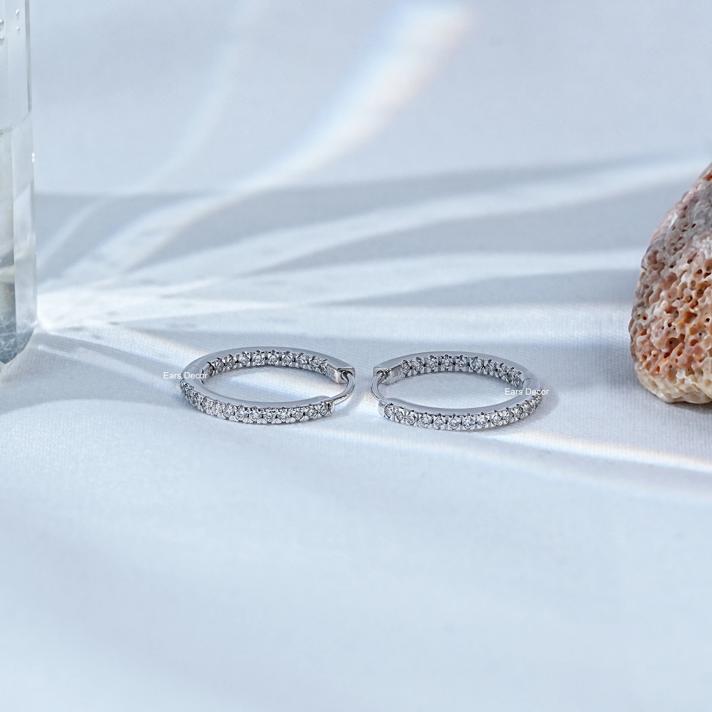 Round Lab Diamond In Out Hoop Earrings