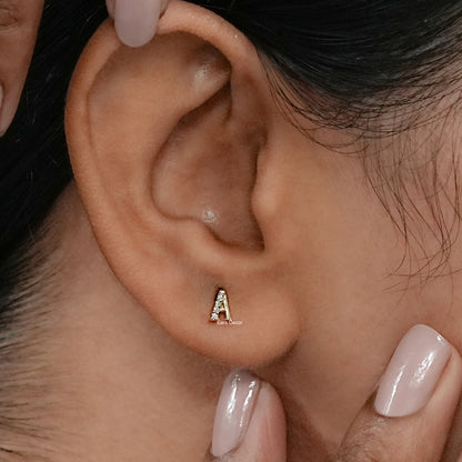 Lab Grown Diamond Initial Letter Stud Earrings