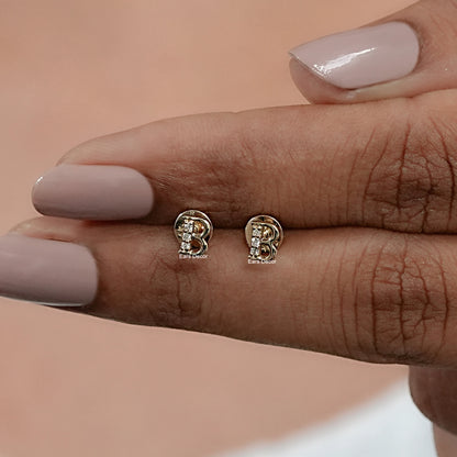 Round Lab Grown Diamond Alphabetic Letter Stud Earrings
