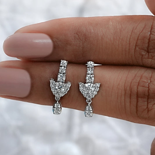 Earth-Mined Brilliant Cut Round Diamond Dangle Drop Earrings