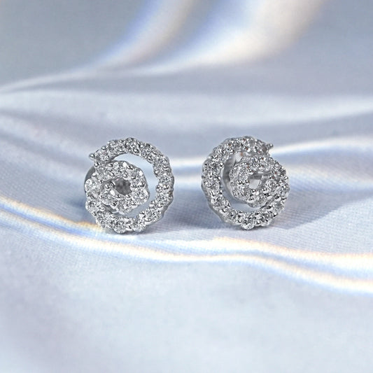 Round Cut Lab Grown Diamond Spiral Earrings