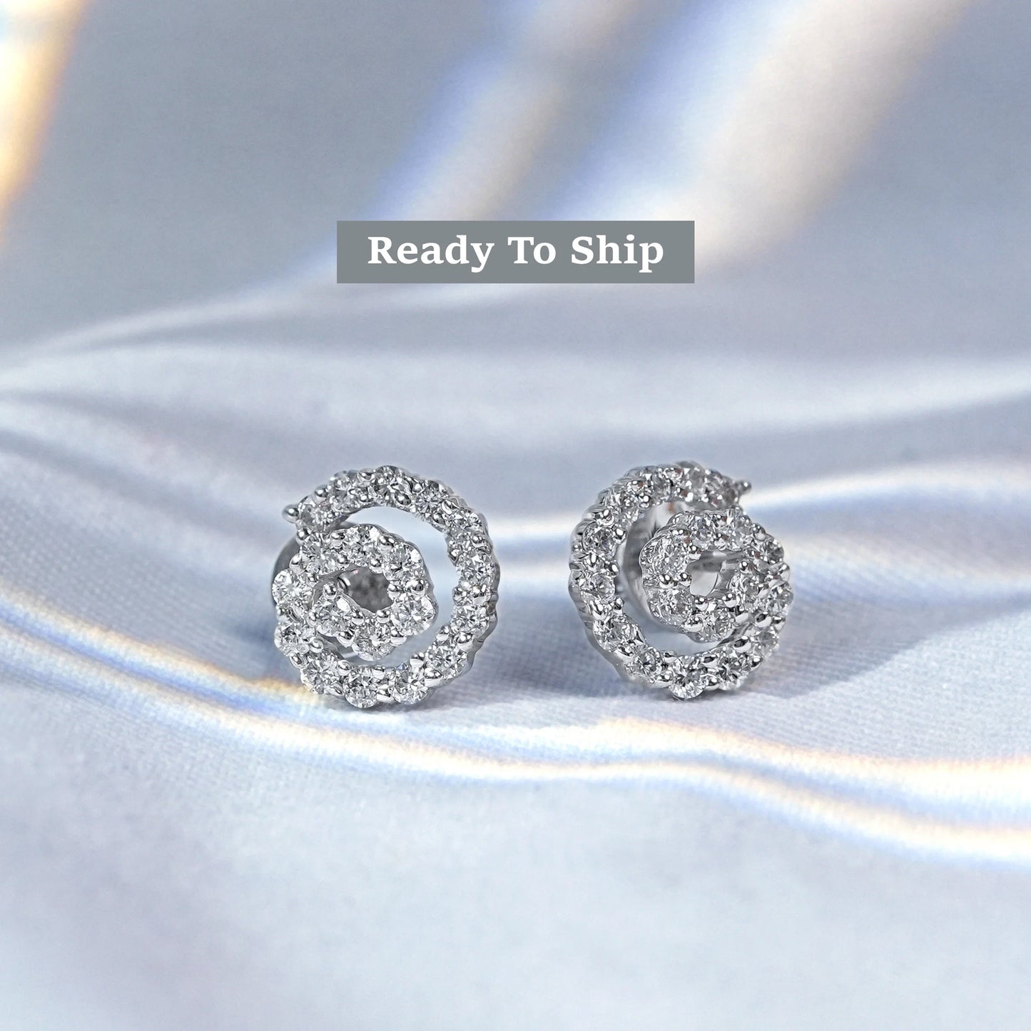 Round Lab Grown Diamond Spiral Earrings
