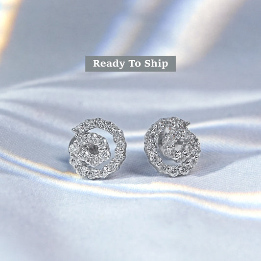 Round Lab Grown Diamond Spiral Earrings