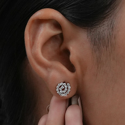 Round Cut Lab Grown Diamond Spiral Earrings