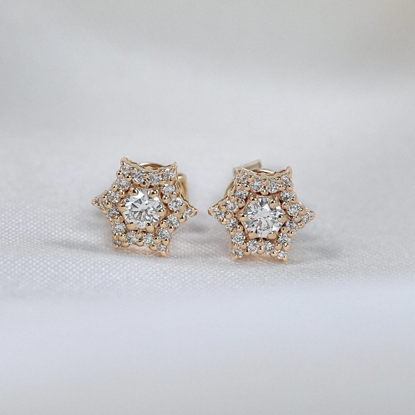 Round Cut Lab Diamond Cluster Stud Earrings