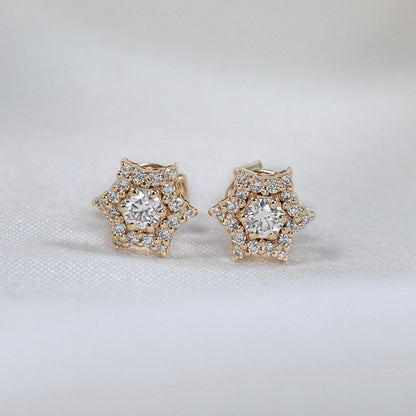Round Cut Lab Diamond Cluster Stud Earrings