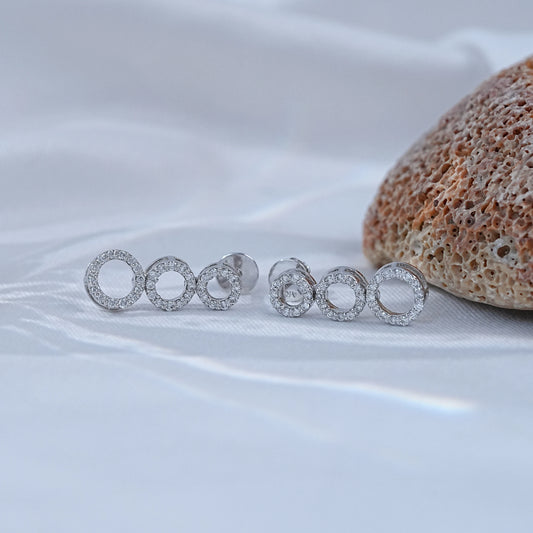 Round Cut Natural Diamond Open Circle Dangle Drop Earrings