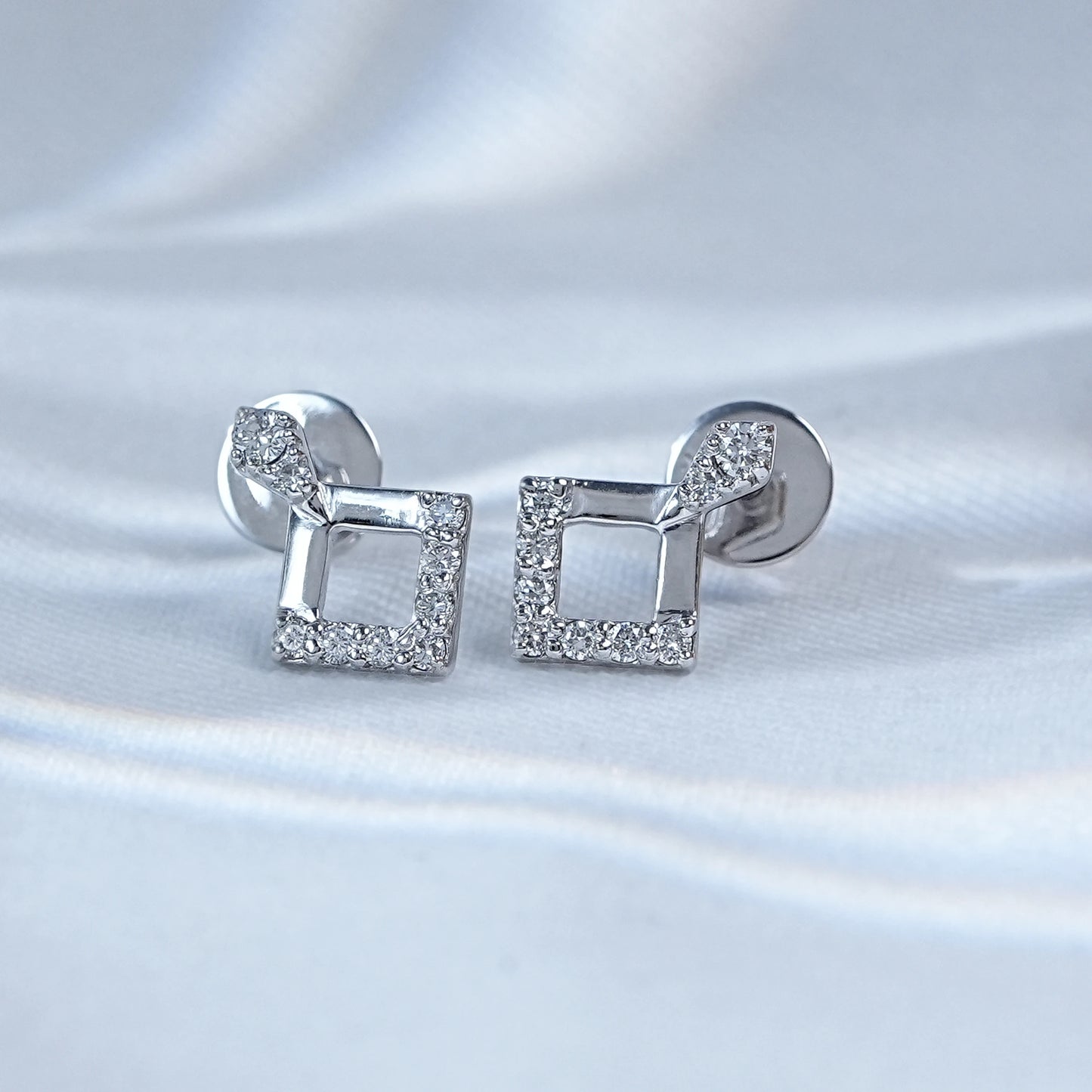Square Shape Round Natural Diamond Dangle Earrings