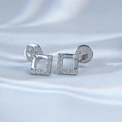 Square Shape Round Natural Diamond Dangle Earrings