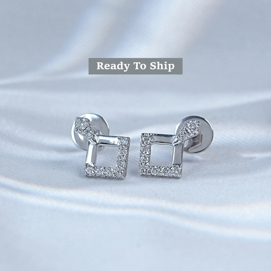 Square Shape Round Lab Diamond Dangle Earrings