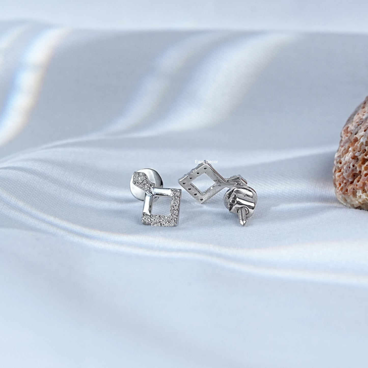 Square Shape Round Lab Diamond Dangle Earrings