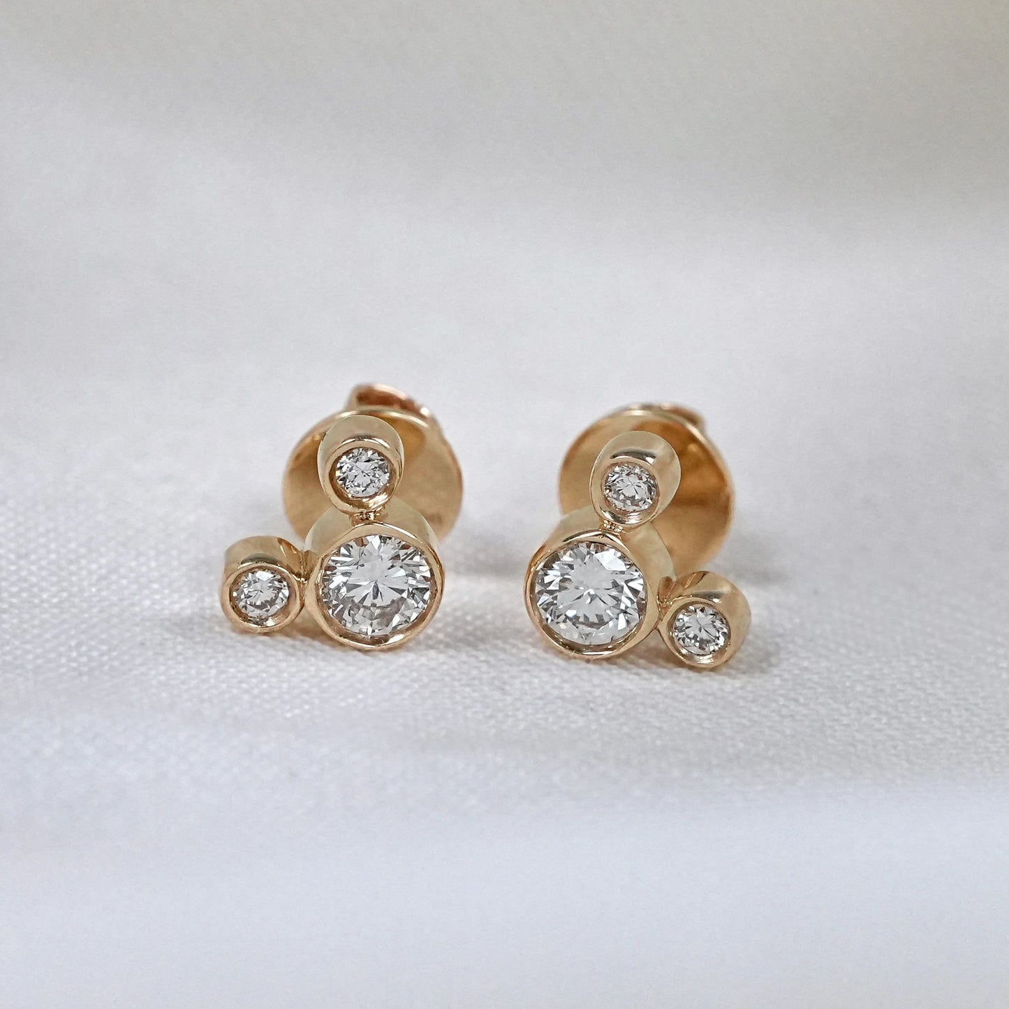 Round Cut Lab Grown Diamond Micky Mouse Stud Earrings