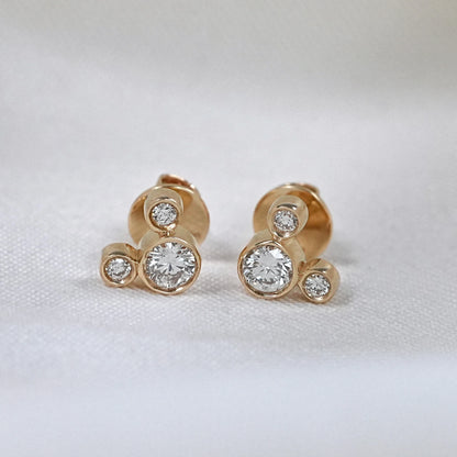 Round Cut Lab Grown Diamond Micky Mouse Stud Earrings