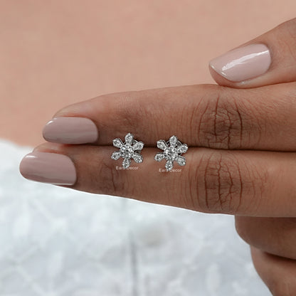 Round Cut Lab Diamond Flower Stud Earrings